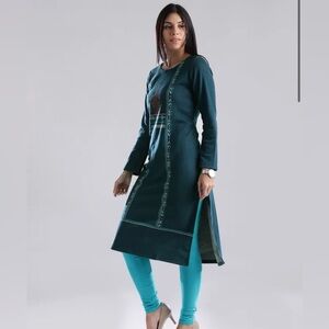W Teal Blue Winter Kurta  Size 10